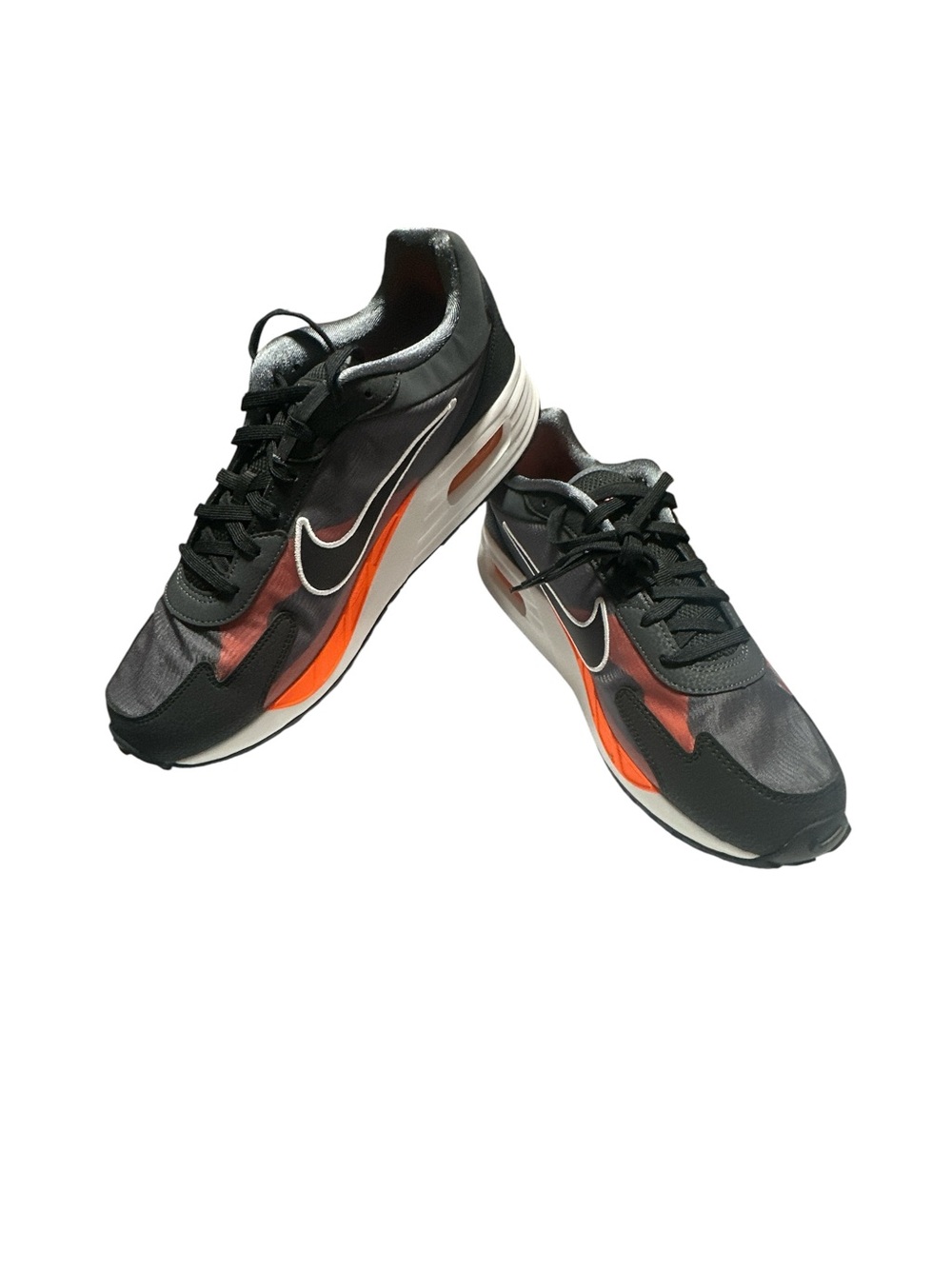 Nike Black & Orange Athletic Sneakers with White Swoosh‎